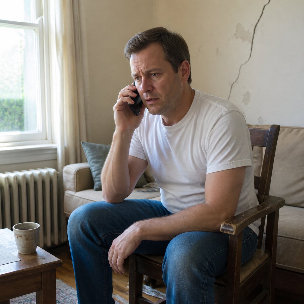 Daniel Mercer making a tense phone call to the Department of Licensing fraud unit.
